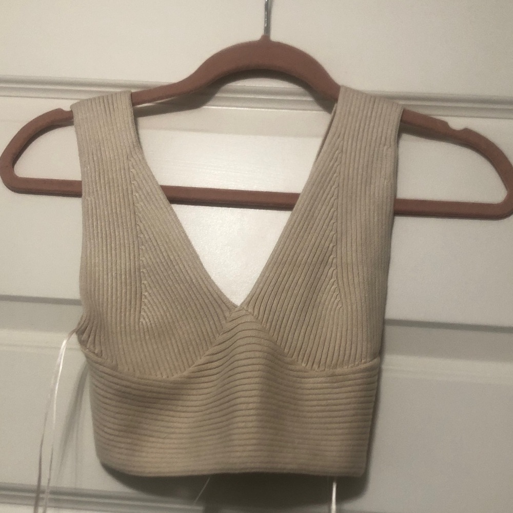 Sincerely Jules Tan Ribbed Crop Top